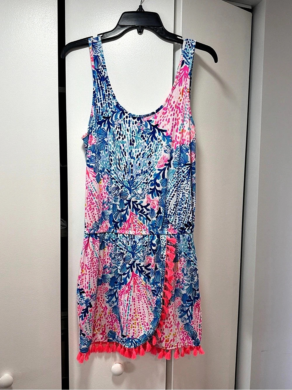 Lilly Pulitzer Jarrett Romper Floral Mini Dress in Pink & Blue Size Small